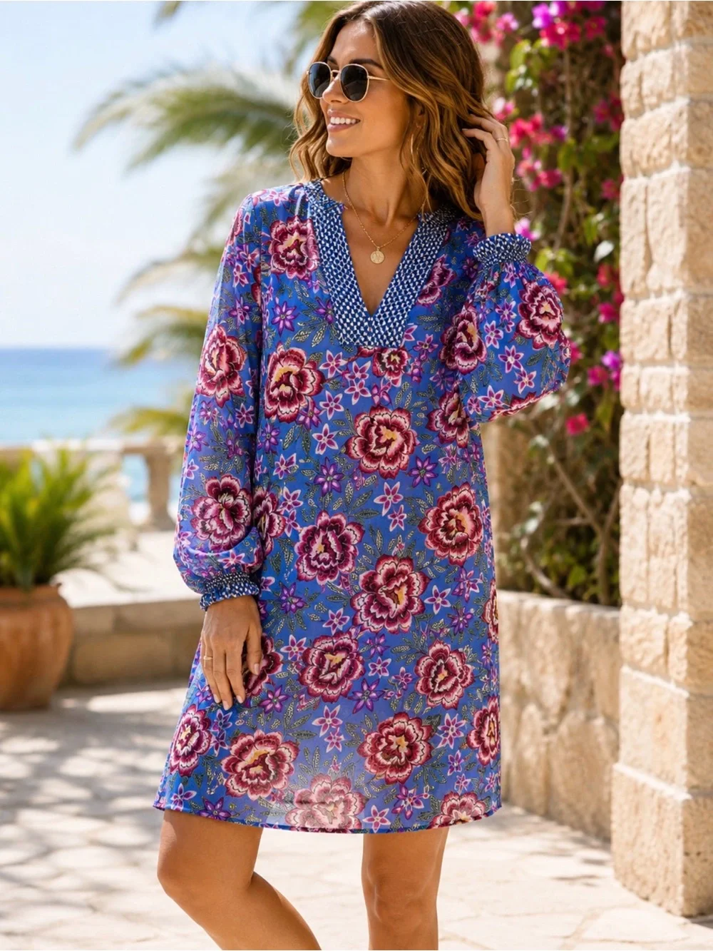 Cabi Primrose Dress 5612 Blue Floral Sheer Boho Dress XS - Picture 1 of 3